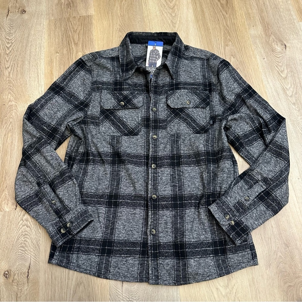 NWT Colorado Clothing Black and Gray Plaid Flannel Shirt